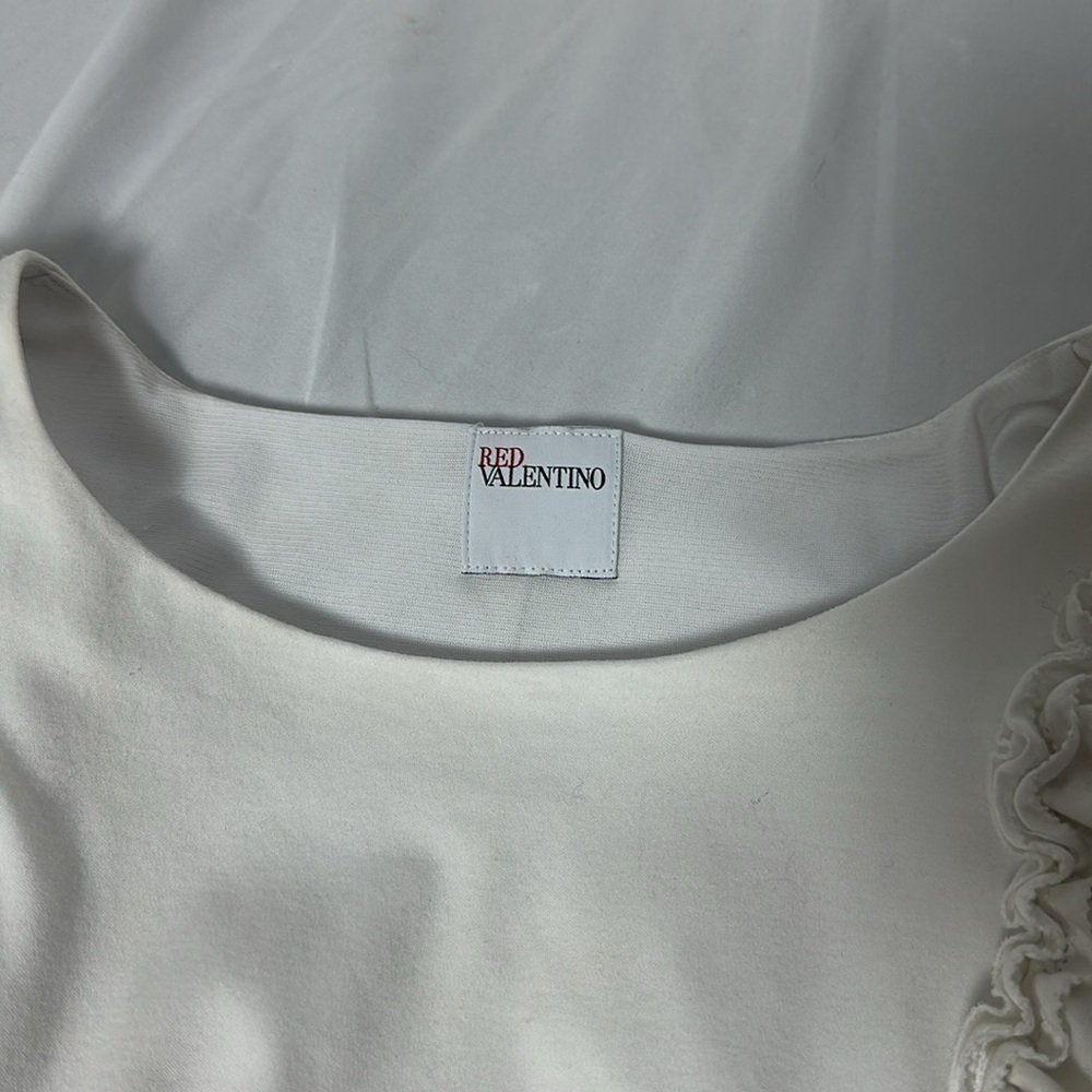 RED VALENTINO White Ruffle Sleeveless Cotton Dress Sz S - Picture 6 of 7